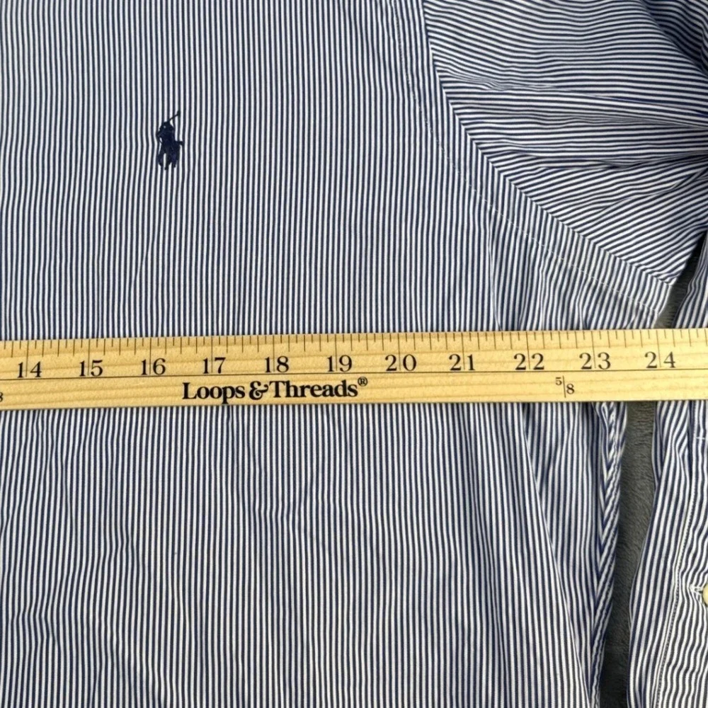 Ralph Lauren Mens Classic Fit Striped Button Down Shirt Blue White Large L